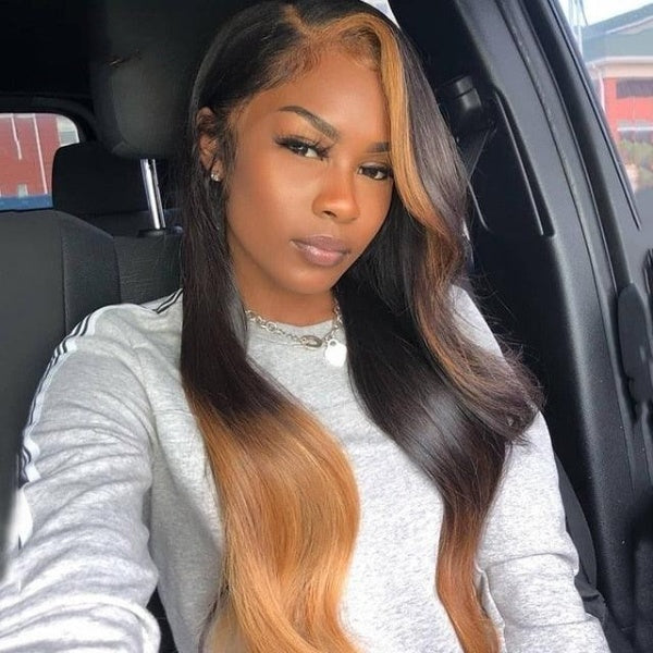 #4/27 Highlight Human Hair Brazilian Remy Lace Front Preplucked Body Wave Wig