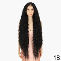 Synthetic Lace Wig 40 Inch Super Long Natural Curly Wave Ombre Blonde Pink