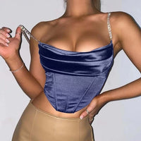 Satin Diamond Straps Corset Top shirt