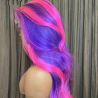 13x4 Pink Blue Highlight 30 32 Inch Straight Human Hair Wigs 180% Pre Plucked Lace Front Brazilian Virgin Remy