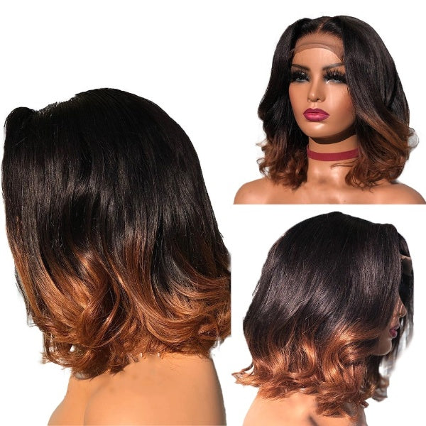 Ombre Honey Blonde Bob Wig Body Wave 13x4 Lace Front Human Hair Wigs Closure Brazilian Pre Plucked Ginger Color