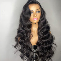 Long Wavy Human Hair Lace Front Wigs Glueless Brazilian Remy 13x6 Fake Scalp Lace Frontal Wig Pre Plucked