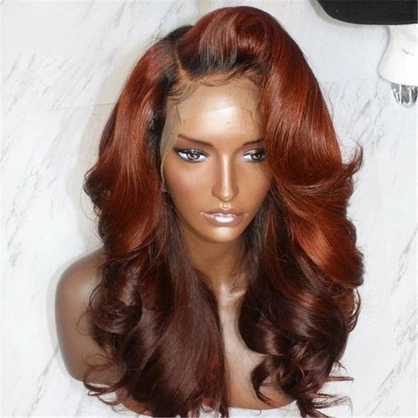 Transparent Ombre Brown Body Wave Lace Frontal Wigs Highlight Colored Human Hair Wigs Brazilian Virgin Lace Front Wig