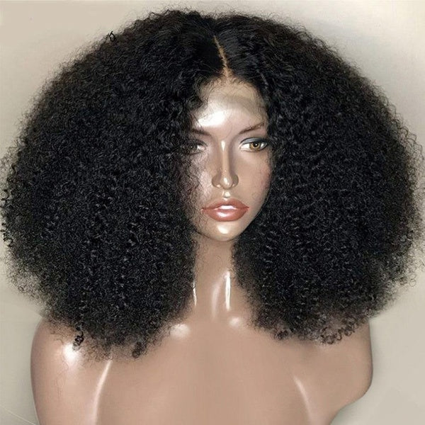 Afro Kinky Curly Wig Human Hair Afro  250 Density Lace Wig Short Curly Human Hair Wigs Mongolian Kinky Curly Wig Pre-Plucked