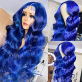 Purple Lace Front Wig Long Wavy Body Wave Synthetic Water Colored Wigs Natural Hairline