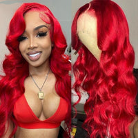 Colored Hot Red Lace Front Human Hair Wigs Body Wave 99J Burgundy 13X4 Hd Lace Frontal Wig Human Hair Curly Wigs Remy