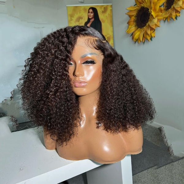 13x4 Afro Kinky Curly Lace Front Human Hair Wigs Lace Frontal Wig Curly Human Hair Remy Brazilian Side Part Pre-Plucked