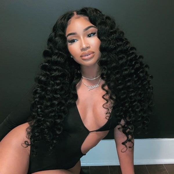 Deep Wave Synthetic Lace Front Wigs High Temperature