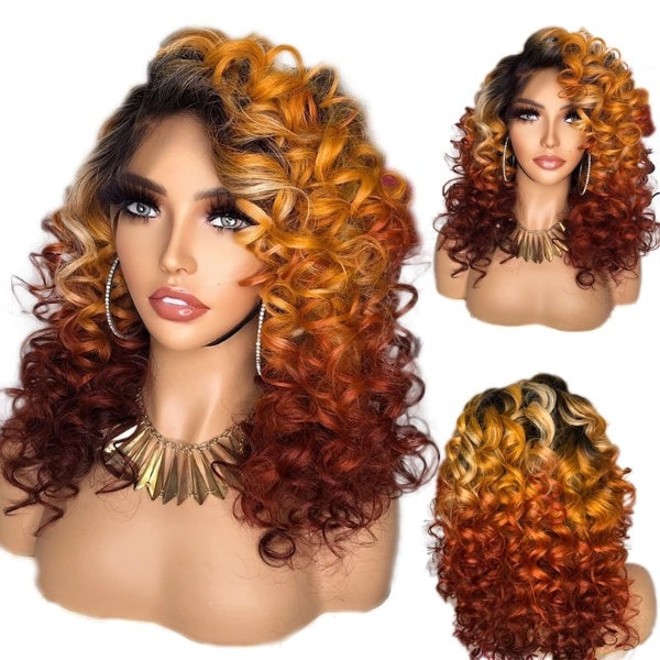 Body Wave Ombre Ginger Brown Color Transparent 13x4 Lace Front Human Wigs Prepluck With Baby Hair Brazilian Remy