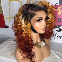 Body Wave Ombre Ginger Brown Color Transparent 13x4 Lace Front Human Wigs Prepluck With Baby Hair Brazilian Remy