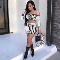 Off Shoulder Eleagnt Long Sleeve Short Pant 2 Piece Sets