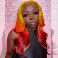 30 Inch Orange Ombre Lace Frontal Wig 13x4 Fire Ombre Wig Human Hair Glueless HD Transparent Lace With Baby Hair Remy