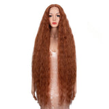 Synthetic Lace Wig 40 Inch Super Long Natural Curly Wave Ombre Blonde Pink