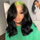 Highlight Green Body Wave Wig Brazilian 100% Human Hair Wigs With Green Roots Glueless Colored Wig Pre Plucked