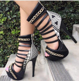 Multi Colors Platform Sandals Back Zip Stiletto heel Shoes 11+ - Divine Diva Beauty