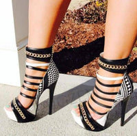 Multi Colors Platform Sandals Back Zip Stiletto heel Shoes 11+ - Divine Diva Beauty