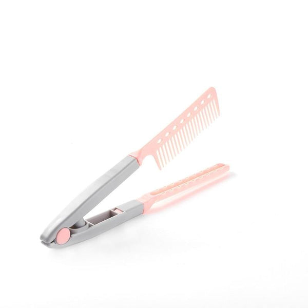 Portable V Type Hair Straightener Comb Folding DIY Hair Styling Clip Tool  Salon Staightener Comb - Divine Diva Beauty
