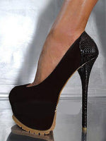 Platform Round Toe Thin High Heels Pumps Shoes 11+ - Divine Diva Beauty