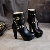 Rivet buckle heel boots 11+ - Divine Diva Beauty