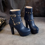 Rivet buckle heel boots 11+ - Divine Diva Beauty