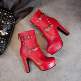 Rivet buckle heel boots 11+ - Divine Diva Beauty