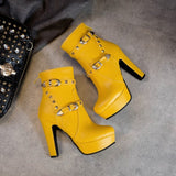 Rivet buckle heel boots 11+ - Divine Diva Beauty