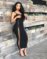 Spaghetti Strap  Long Dress  Knitted Ribbed - Divine Diva Beauty