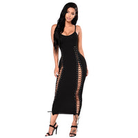 Spaghetti Strap  Long Dress  Knitted Ribbed - Divine Diva Beauty