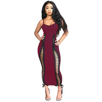 Spaghetti Strap  Long Dress  Knitted Ribbed - Divine Diva Beauty