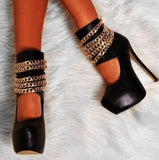 Platform High Heels ankle chain boots - Divine Diva Beauty
