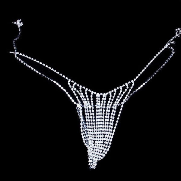Sexy Women Rhinestone Body Chains Bra Waist Round Panties Thong Crystal Underwear Set Belly Waist Chain Body Jewelry - Divine Diva Beauty