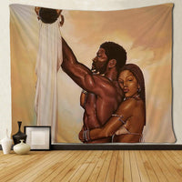 Afro Couple Black Women African American Couple Tapestries Hippie Art - Divine Diva Beauty