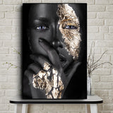 African Art Black and Gold Woman Oil Painting on Canvas Cuadros Posters and Prints Scandinavian Wall Art Picture for Living Room - Divine Diva Beauty