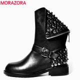 Genuine leather rivet motorcycle boot 11+ - Divine Diva Beauty