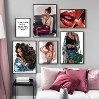 Fashion Girl Illustration  Wall Art Canvas Painting Nordic Posters And Prints Wall Picture For Living Room Decor - Divine Diva Beauty