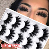 5Pairs/Set Mink Hair False Eyelashes Wispy Criss-cross Fluffy Thick Natural Handmade Lash - Divine Diva Beauty