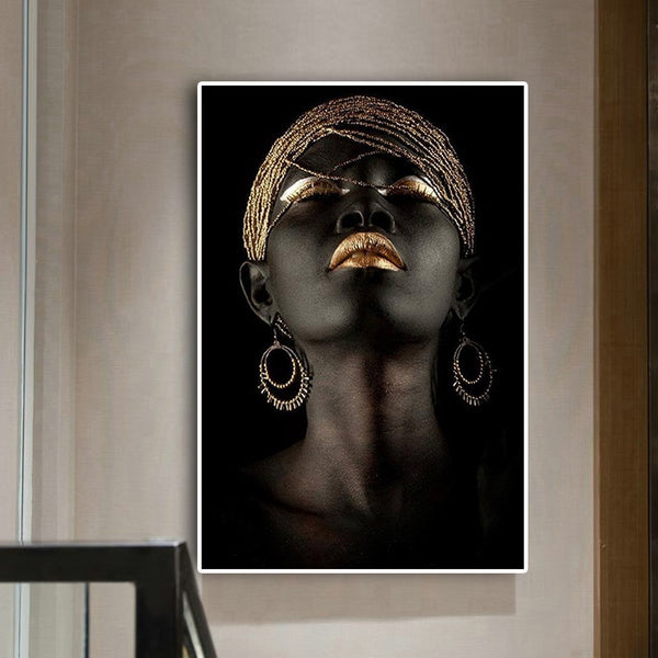 Contemplator Black African Nude Woman Oil Painting on Canvas Posters and Prints Scandinavian Wall Art Picture for living room - Divine Diva Beauty