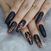 Luxury  Nails Designer Extra Long French Jewelry Pre-designed Nails Natural Stiletto AB Stones Decoration Tips - Divine Diva Beauty