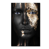 African Art Black and Gold Woman Oil Painting on Canvas Cuadros Posters and Prints Scandinavian Wall Art Picture for Living Room - Divine Diva Beauty