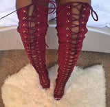 Over Knee Boots Suede Heels Tall Boots 11+ - Divine Diva Beauty