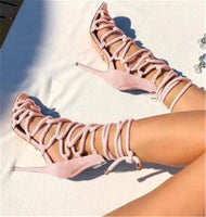 Ropes Cross Stiletto Heel Gladiator Sandals shoes - Divine Diva Beauty