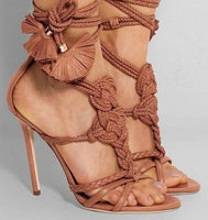 Sexy Rope Knot High Heel SandaL Straps Cut Out Lace-up Stiletto Heels - Divine Diva Beauty