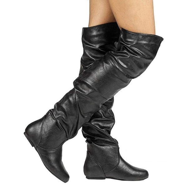 Over The Knee Boots Women Pu Elastic Boots shoe 11+ - Divine Diva Beauty