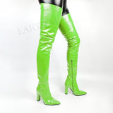 Crotch High Boots Side Zipper Chunky Heels Boots 11+ - Divine Diva Beauty