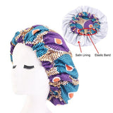 African Print Satin Bonnet With Long Ribbon Wrap Double Layer Headwrap Ankara Pattern Women Hair Cover Large Size Hair Wrap Cap - Divine Diva Beauty