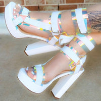 Platform Sandals Open Toe Cut Out High Heels pumps - Divine Diva Beauty