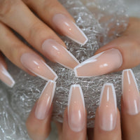 Long Coffin Nude Fake Nail Salon Full Size False Nails Professional Products Press on Fingernail - Divine Diva Beauty