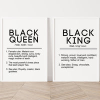 Canvas Painting Black King and Queen Definition Quote Posters Prints Bedroom Melanin Wall Art Black Beauty Home Decor No Frame - Divine Diva Beauty