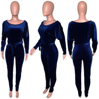 Long Sleeve Jumpsuit Sashes Bodycon plus size avail bodysuit - Divine Diva Beauty