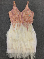 Pink White Feathers Rayon Bandage Dress - Divine Diva Beauty